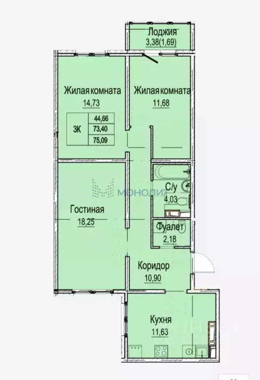 3-к кв. Нижегородская область, Нижний Новгород Вязниковская ул., 43 ... - Фото 1
