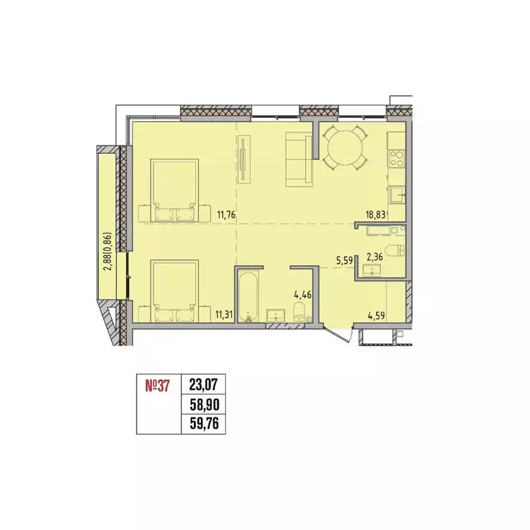 2-к кв. Иркутская область, Иркутский муниципальный округ, Маркова рп, ... - Фото 1