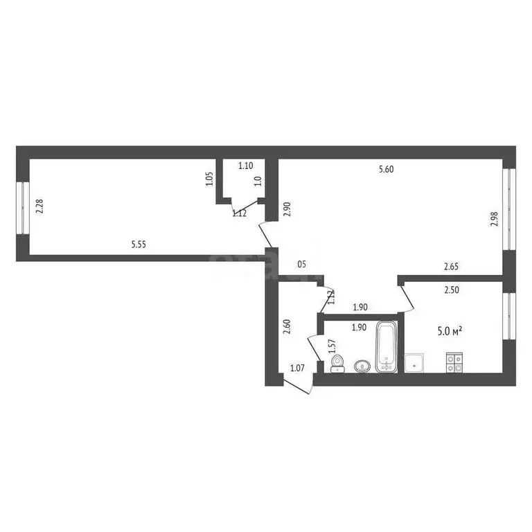 2-комнатная квартира: Тобольск, улица Семёна Ремезова, 3 (43 м) - Фото 1