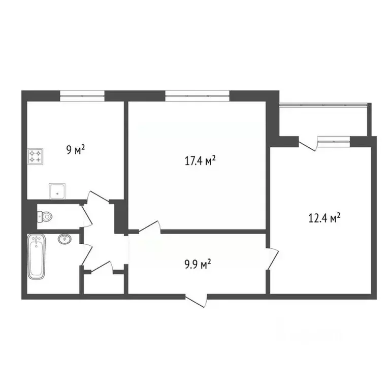 2-к кв. Красноярский край, Красноярск ул. Микуцкого, 8 (53.6 м) - Фото 2