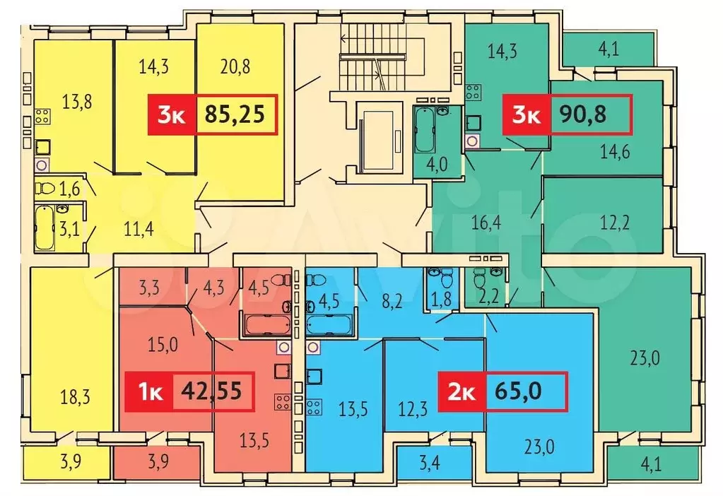 3-к. квартира, 85,3 м, 8/9 эт. - Фото 1