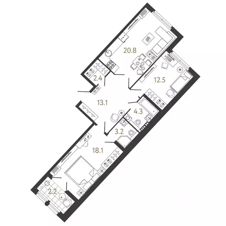 2-к кв. Санкт-Петербург Миргородская ул., 1 (74.4 м) - Фото 0