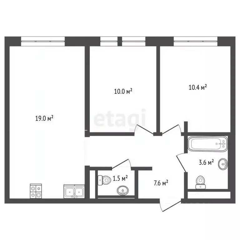 2-к кв. Московская область, Котельники Парковый мкр, 2к1 (47.9 м) - Фото 2