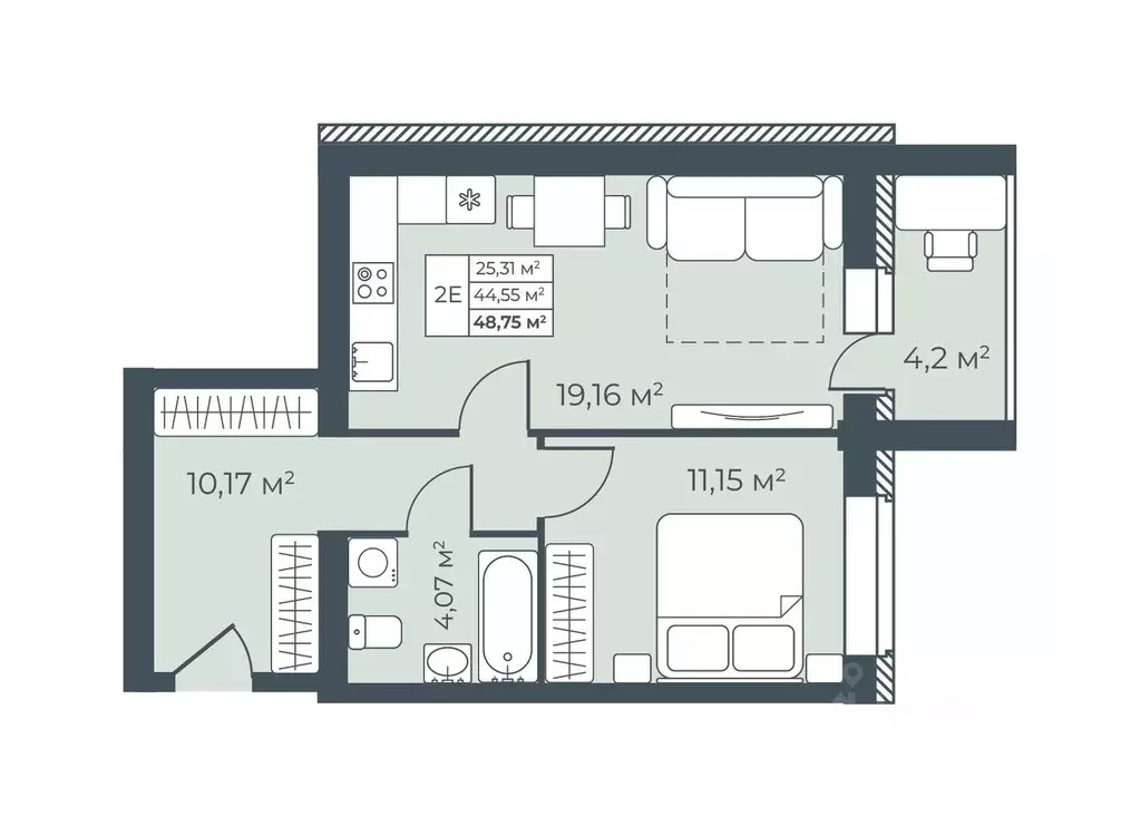 2-к кв. Тульская область, Узловая  (48.75 м) - Фото 1