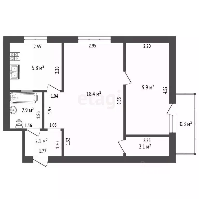 2-к кв. Марий Эл, Йошкар-Ола Первомайская ул., 132 (41.2 м) - Фото 2