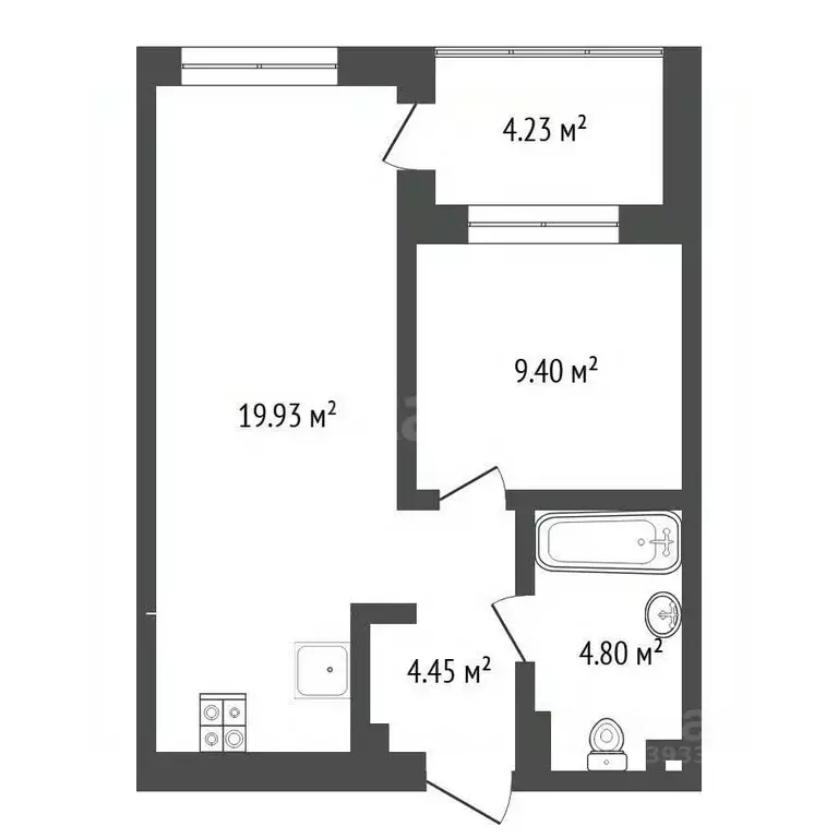 1-к кв. Тюменская область, Тюмень ул. Краснооктябрьская, 6 (39.1 м) - Фото 2