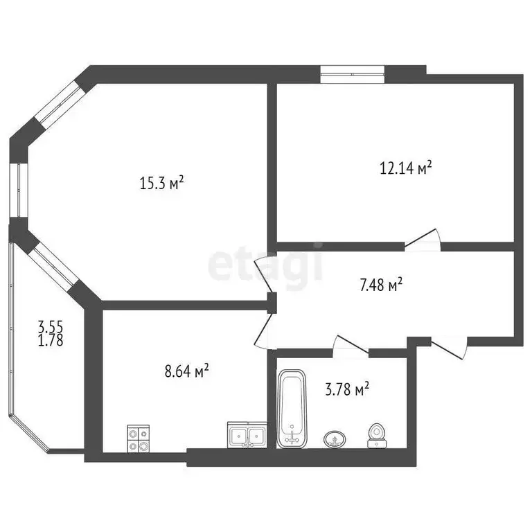 2-комнатная квартира: Ижевск, Буммашевская улица, 45 (55 м) - Фото 0