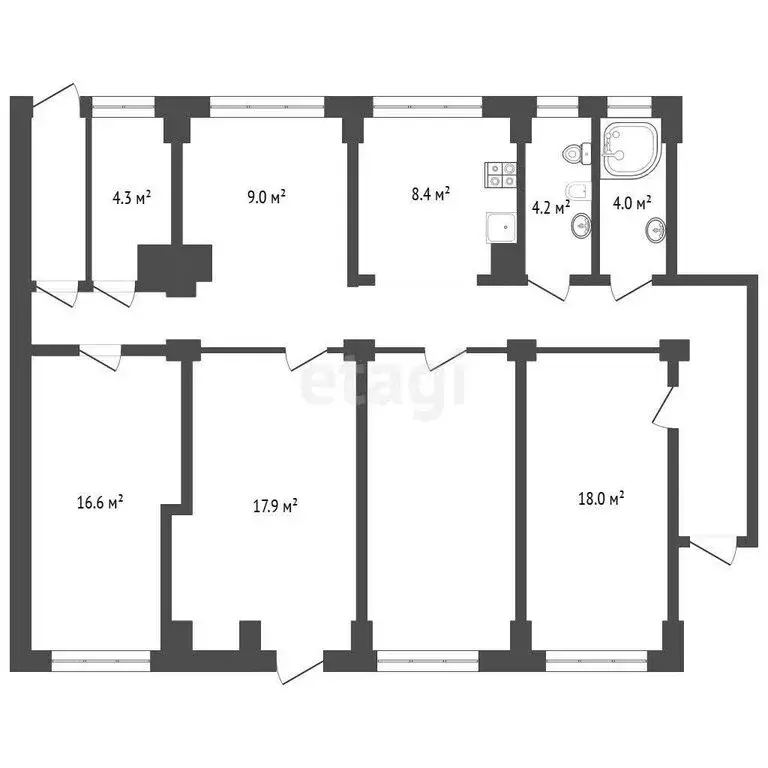 4-комнатная квартира: Ялта, улица Кирова, 134 (126.1 м) - Фото 1