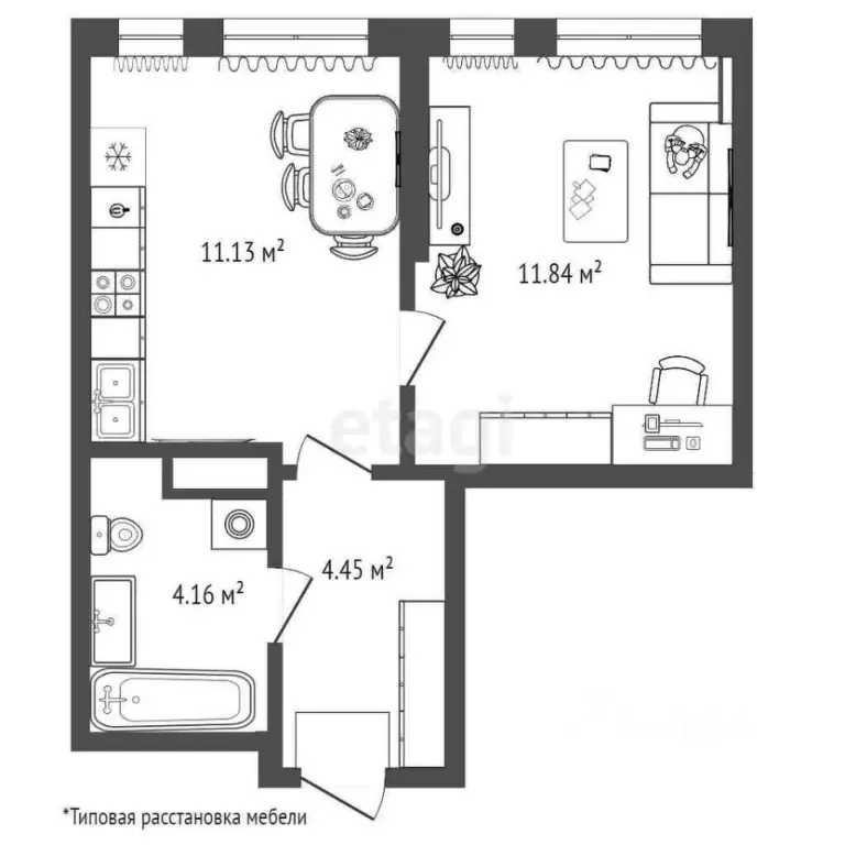 1-к кв. Тюменская область, Тюмень ул. Новоселов, 103к1 (31.6 м) - Фото 1