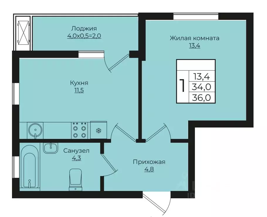 1-к кв. Краснодарский край, Краснодар Европа-Сити жилой комплекс, ... - Фото 0