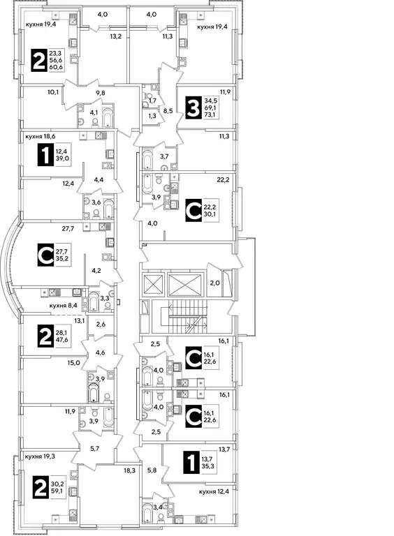 2-к кв. Краснодарский край, Краснодар ул. Ивана Беличенко, 88 (60.8 м) - Фото 1
