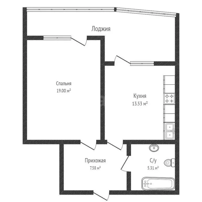 1-комнатная квартира: Краснодар, Старокубанская улица, 137/1к1 (47.1 ... - Фото 1