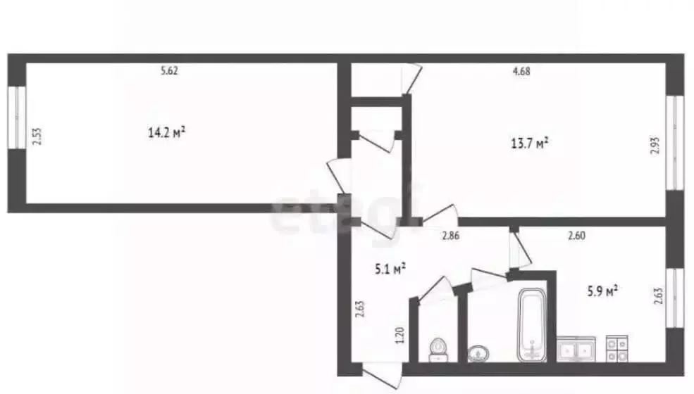 2-комнатная квартира: Вологда, улица Казакова, 7 (44.3 м) - Фото 1