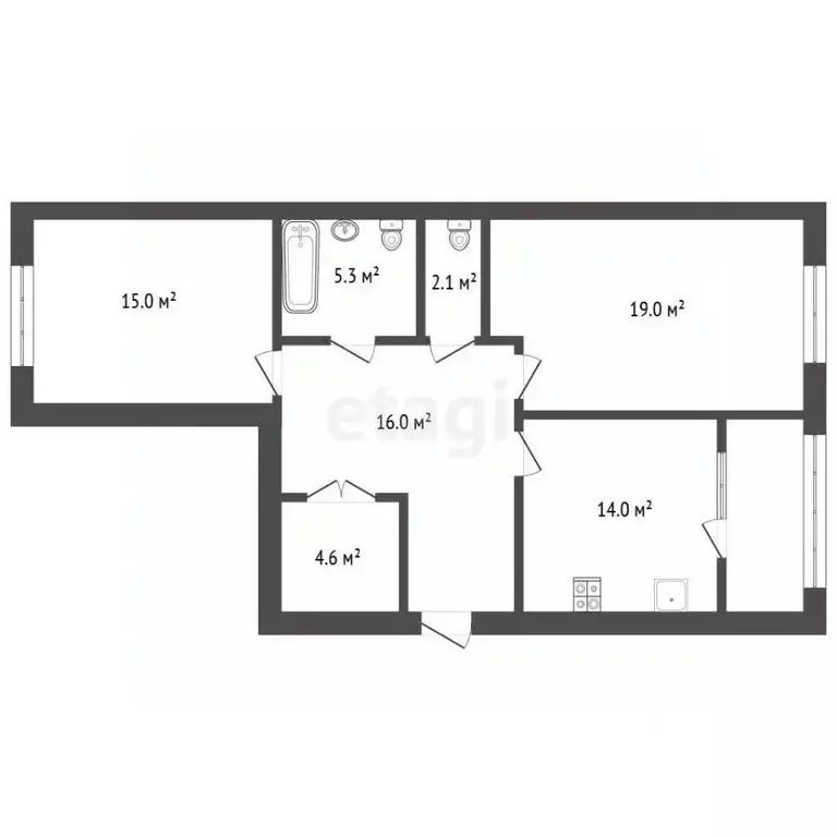 2-к кв. Чувашия, Чебоксары ул. И.П. Прокопьева, 7 (81.2 м) - Фото 1