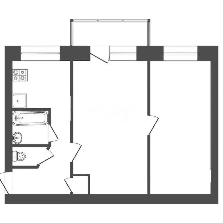 2-комнатная квартира: Федотово, 1 (45.8 м) - Фото 1