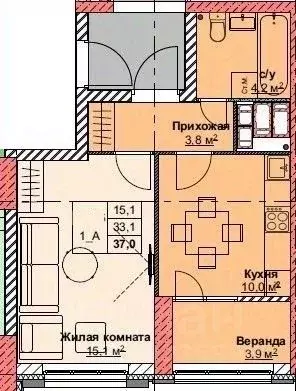 1-к кв. Приморский край, Владивосток Каштановая ул., 17/3 (37.0 м) - Фото 1