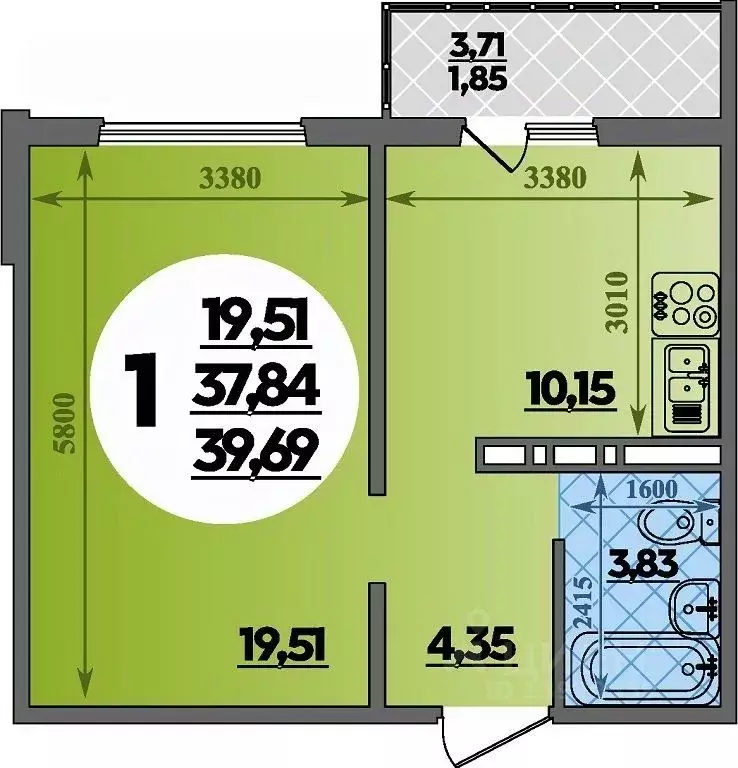 1-к кв. Краснодарский край, Краснодар ул. Имени 75-летия Победы, ... - Фото 1