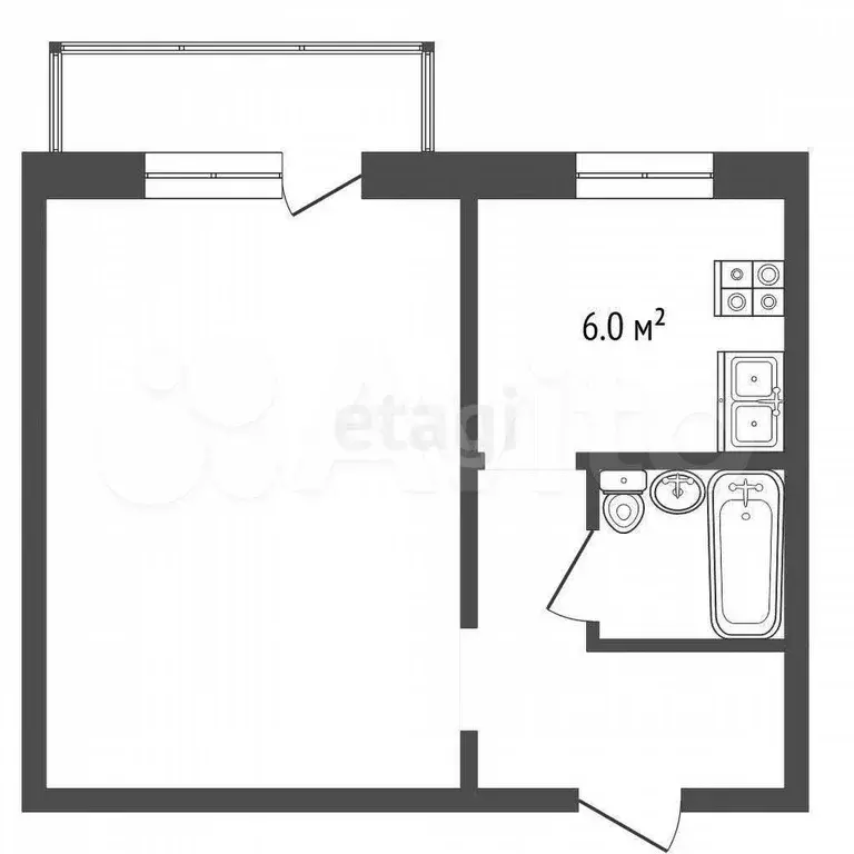 1-к. квартира, 32,3 м, 5/5 эт. - Фото 0