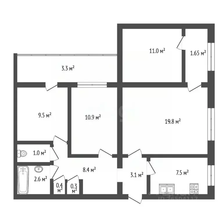 4-к кв. Севастополь просп. Генерала Острякова, 106 (79.0 м) - Фото 1