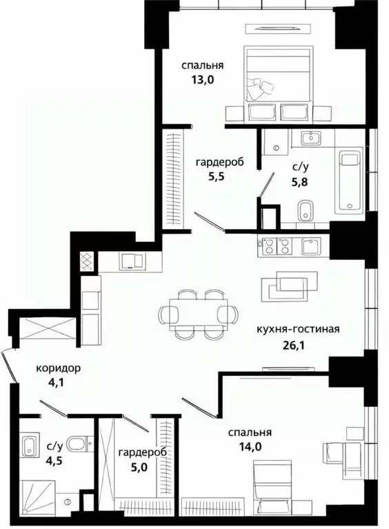 3-к кв. Москва ул. Василия Ланового, 6к2 (79.1 м) - Фото 2