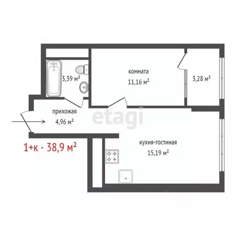 1-к кв. Свердловская область, Екатеринбург ул. Онежская, 4 (38.9 м) - Фото 1