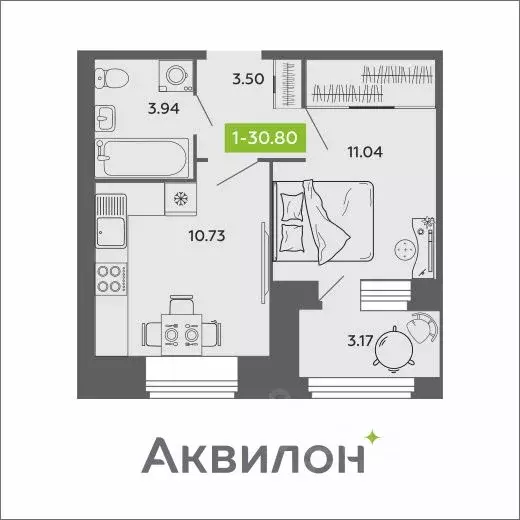 1-к кв. Архангельская область, Архангельск Аквилон Роса жилой комплекс ... - Фото 0