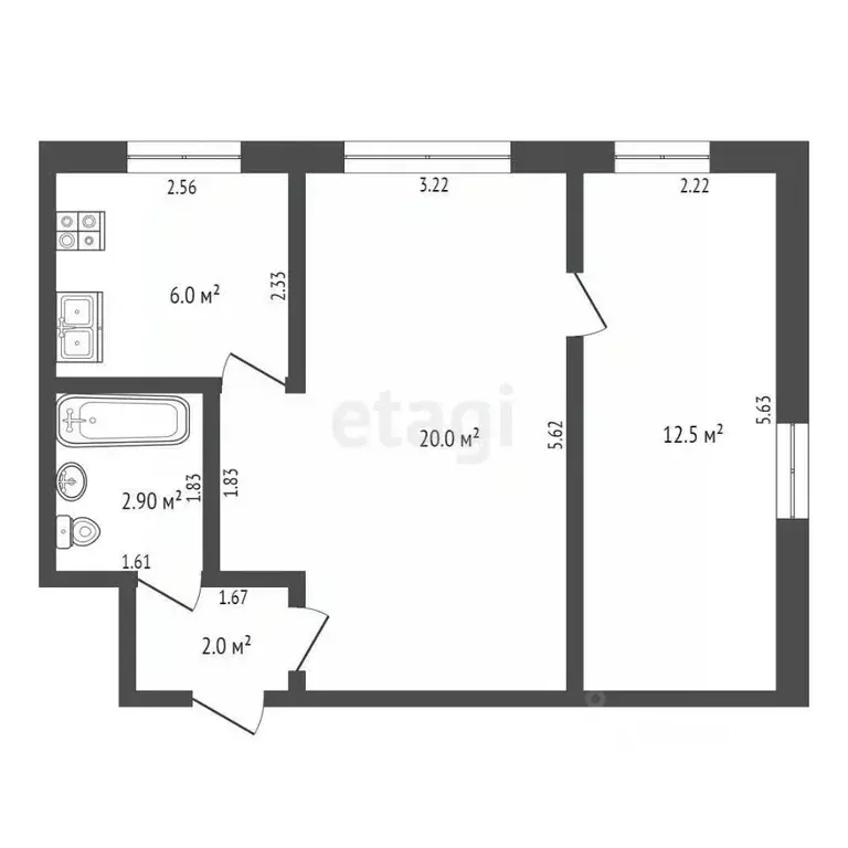2-к кв. Псковская область, Печоры Заводская ул., 3б (43.8 м) - Фото 2