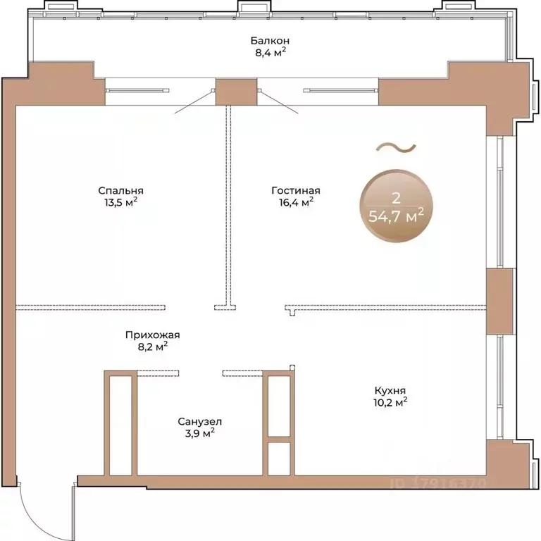 2-к кв. Красноярский край, Красноярск ул. Партизана Железняка (54.7 м) - Фото 1