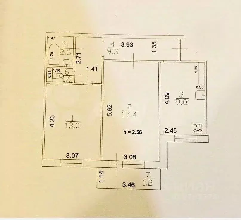 2-к кв. Татарстан, Казань Чистопольская ул., 39 (52.9 м) - Фото 2