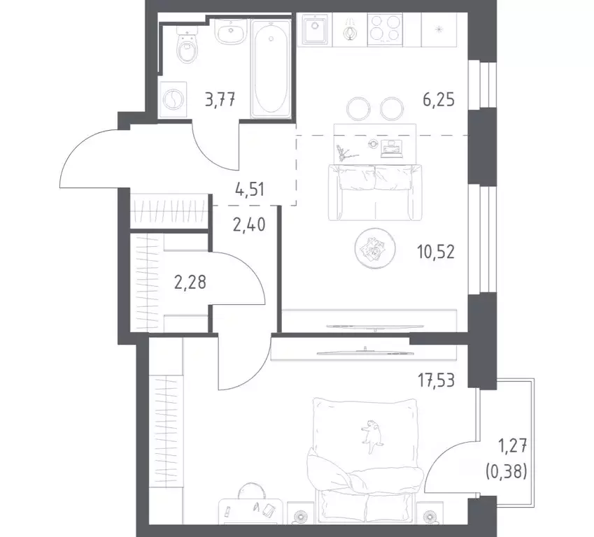 1-к кв. Татарстан, Казань проезд Владимира Шнеппа (47.64 м) - Фото 1