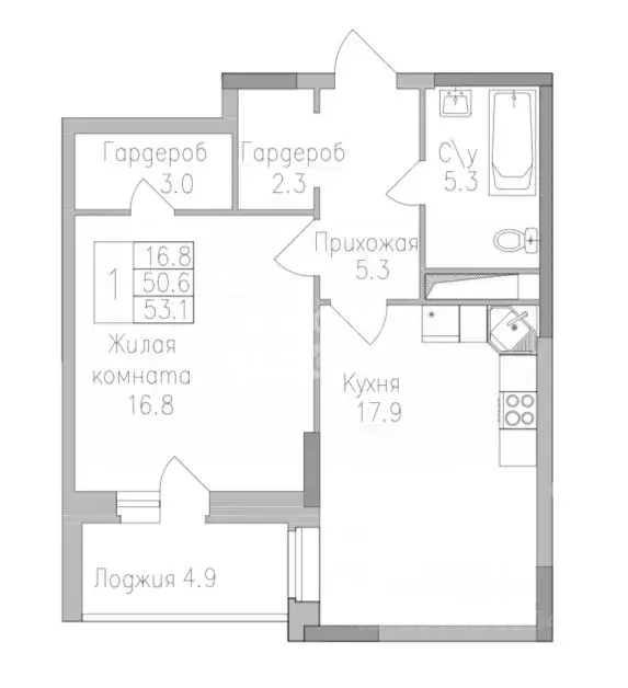 1-к кв. Липецкая область, Липецк ул. Тельмана, 120 (53.1 м) - Фото 2
