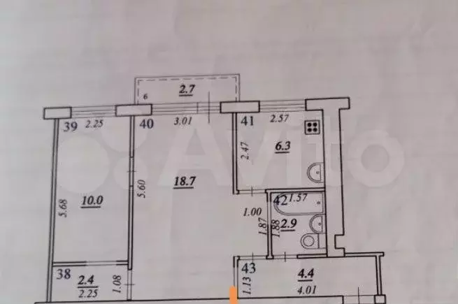2-к. квартира, 46 м, 4/5 эт. - Фото 0