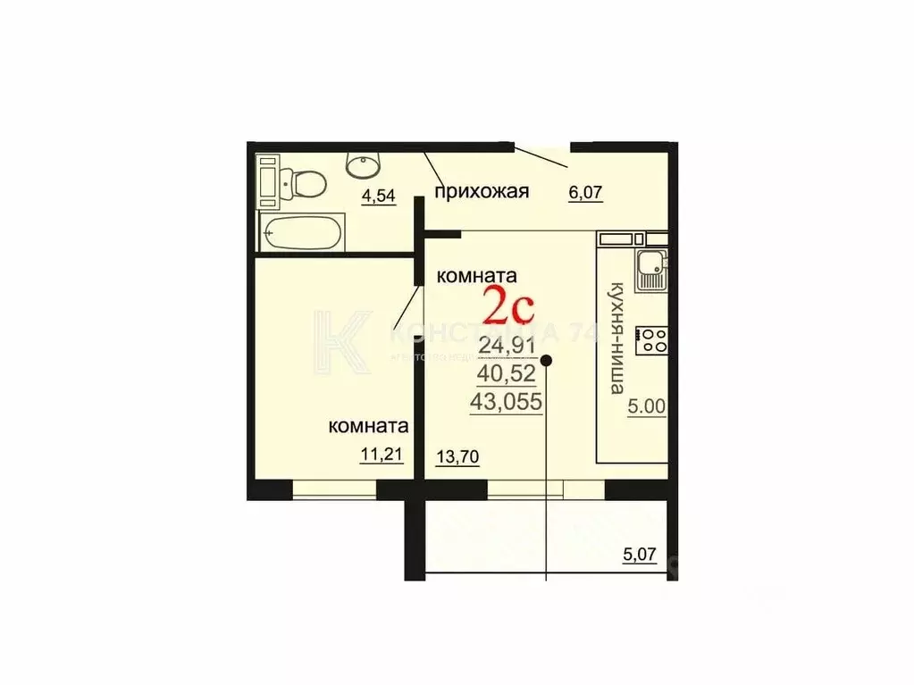 1-к кв. Челябинская область, Челябинский городской округ, пос. ... - Фото 2