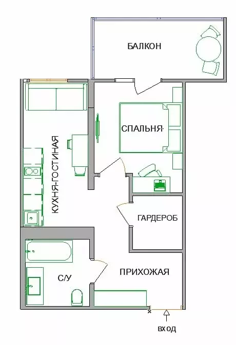 1-комнатная квартира: Маркова, жилой комплекс Южный Парк, 6 (35.4 м) - Фото 0