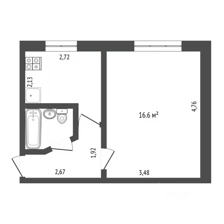 1-к кв. Тюменская область, Тюмень Олимпийская ул., 42 (28.7 м) - Фото 1