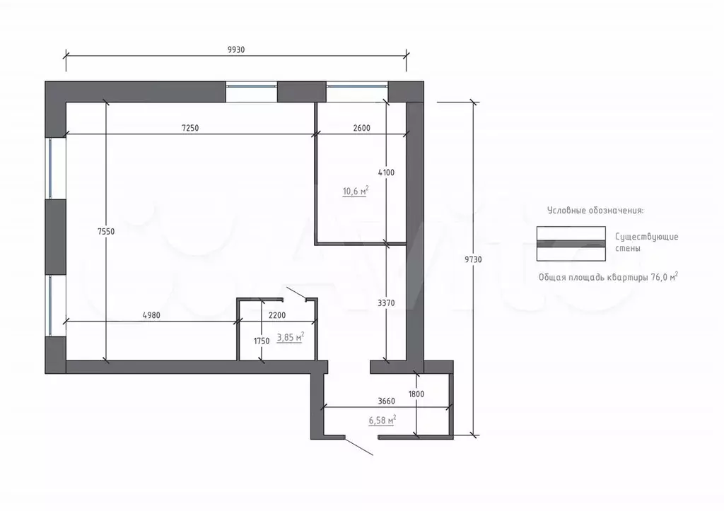 3-к. квартира, 76 м, 6/8 эт. - Фото 1