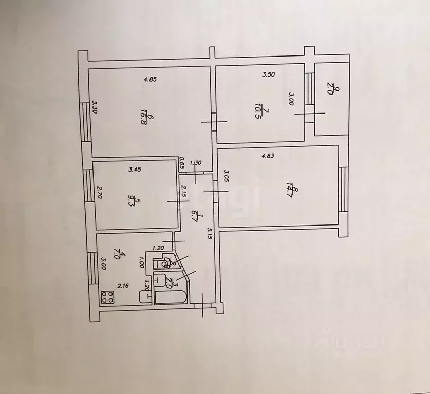 4-к кв. Татарстан, Казань Профессора Камая ул., 5 (67.8 м) - Фото 1