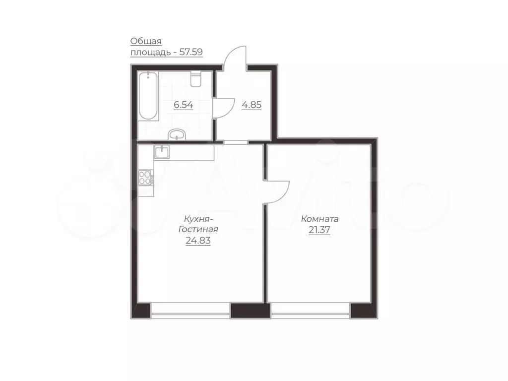 1-к. апартаменты, 57.6 м, 6/11 эт., Купить квартиру в Санкт-Петербурге, ID  объекта - 30060639754