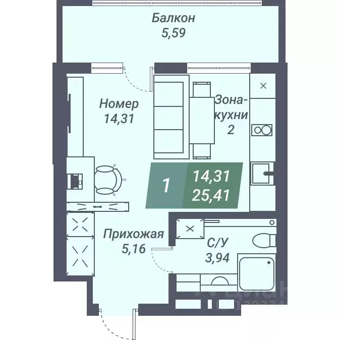 Студия Новосибирская область, Новосибирск ул. Даргомыжского, 8Д (25.41 ... - Фото 0