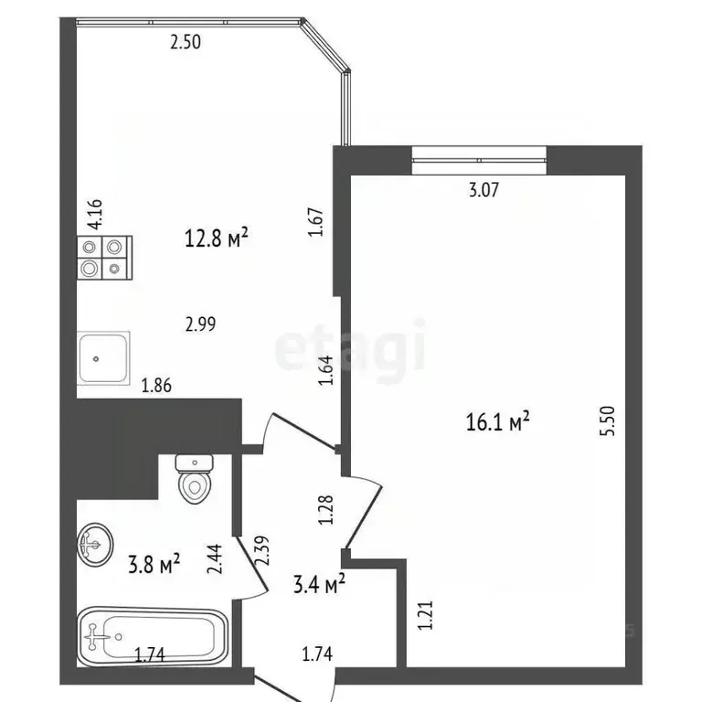 1-к кв. Краснодарский край, Анапа Анапское ш., 32к6 (36.1 м) - Фото 2