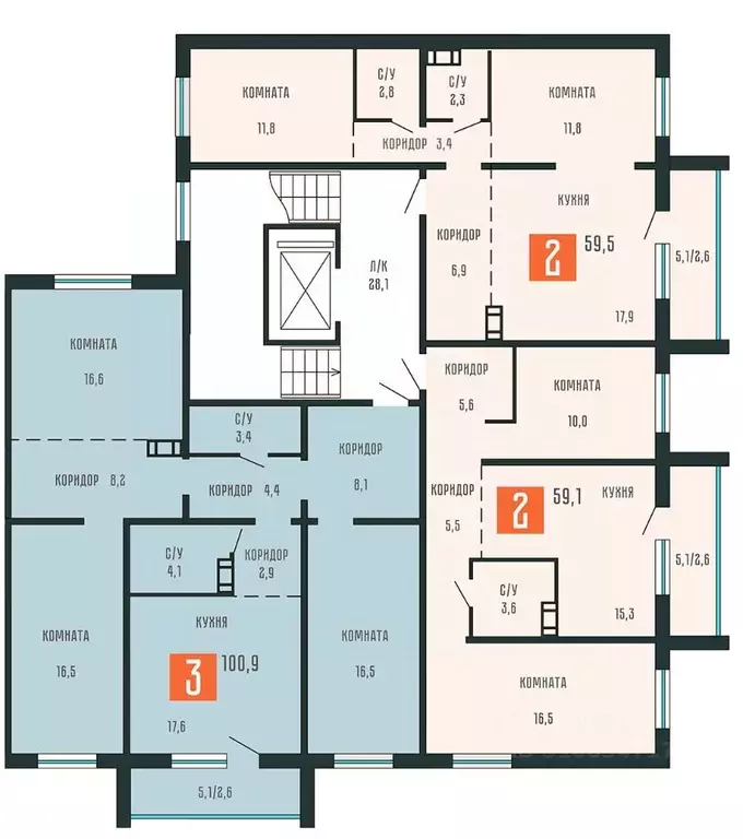 3-к кв. Курганская область, Курган ул. Тимофея Невежина, 3к1 (100.9 м) - Фото 1