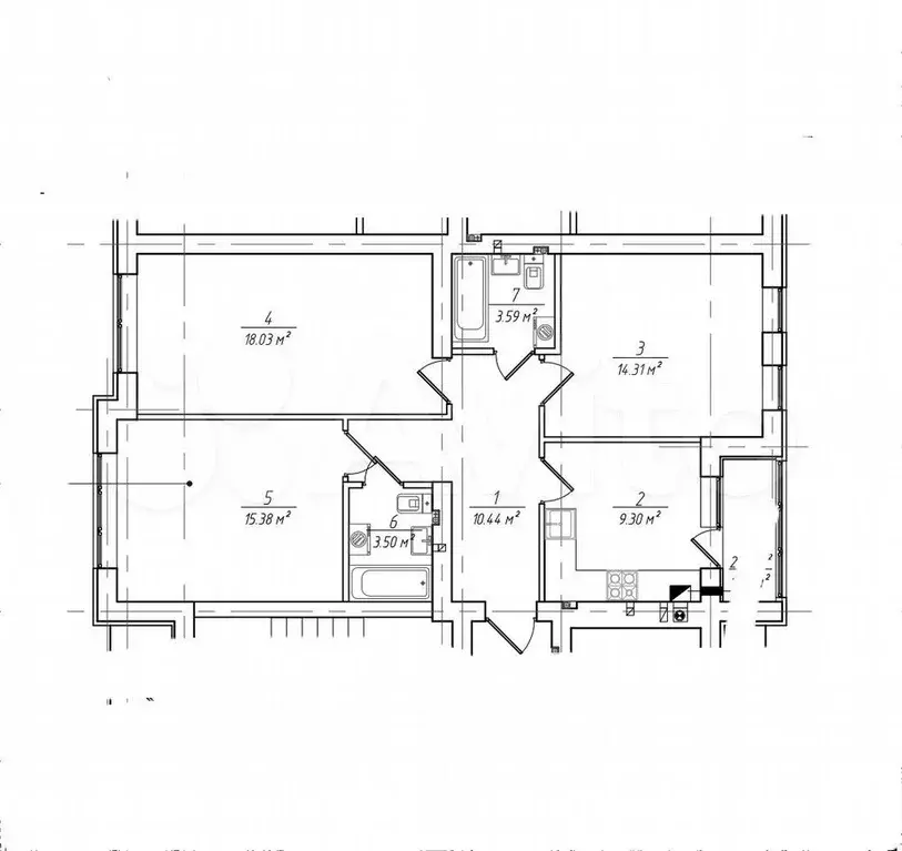3-к. квартира, 75,9 м, 1/4 эт. - Фото 1