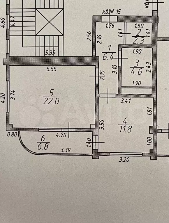 1-к. квартира, 54 м, 6/8 эт. - Фото 0