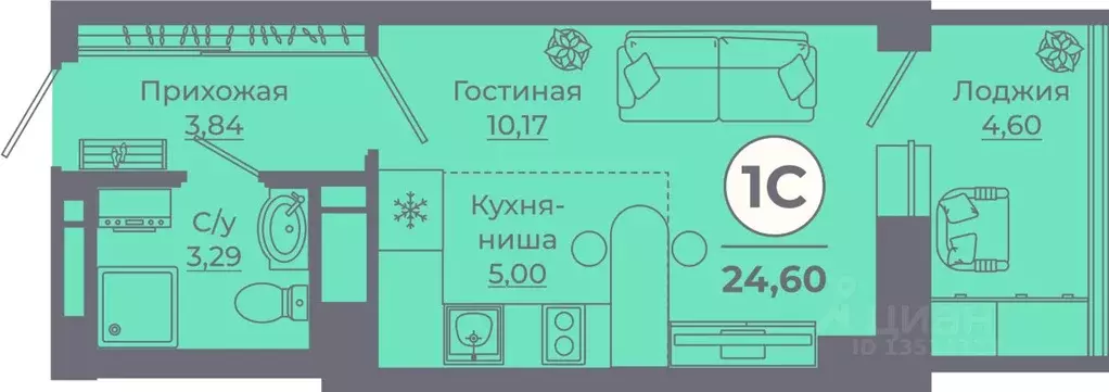 Студия Ростовская область, Ростов-на-Дону Левенцовский мкр, Сокольники ... - Фото 0