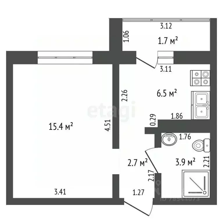 1-к кв. Оренбургская область, Оренбург Планерная ул., 11 (28.5 м) - Фото 2