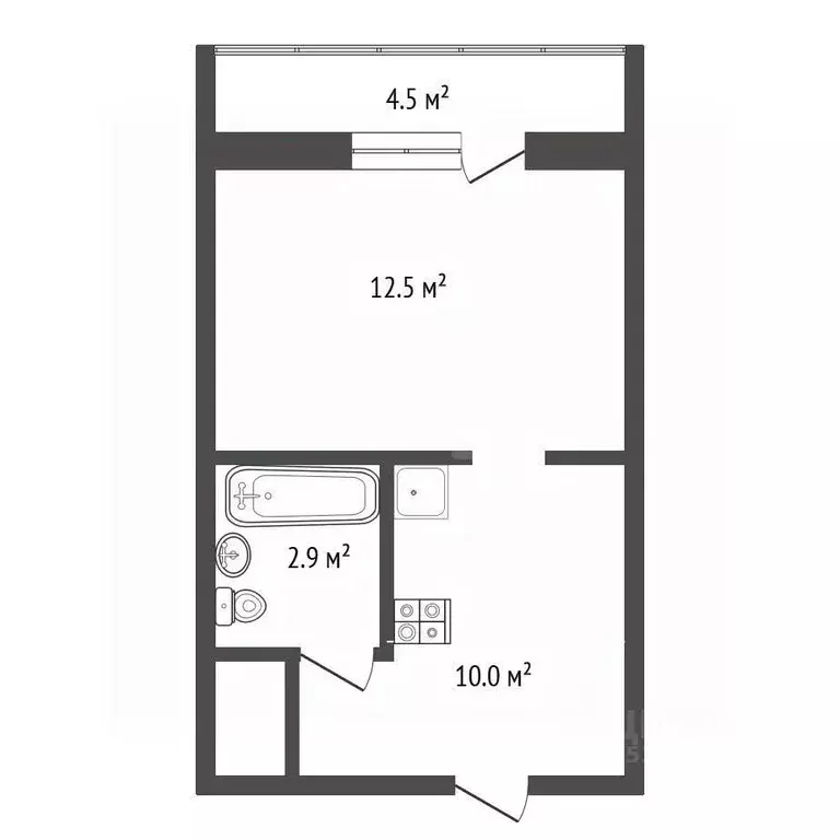 Студия Ростовская область, Ростов-на-Дону ул. Ткачева, 16 (27.0 м) - Фото 1