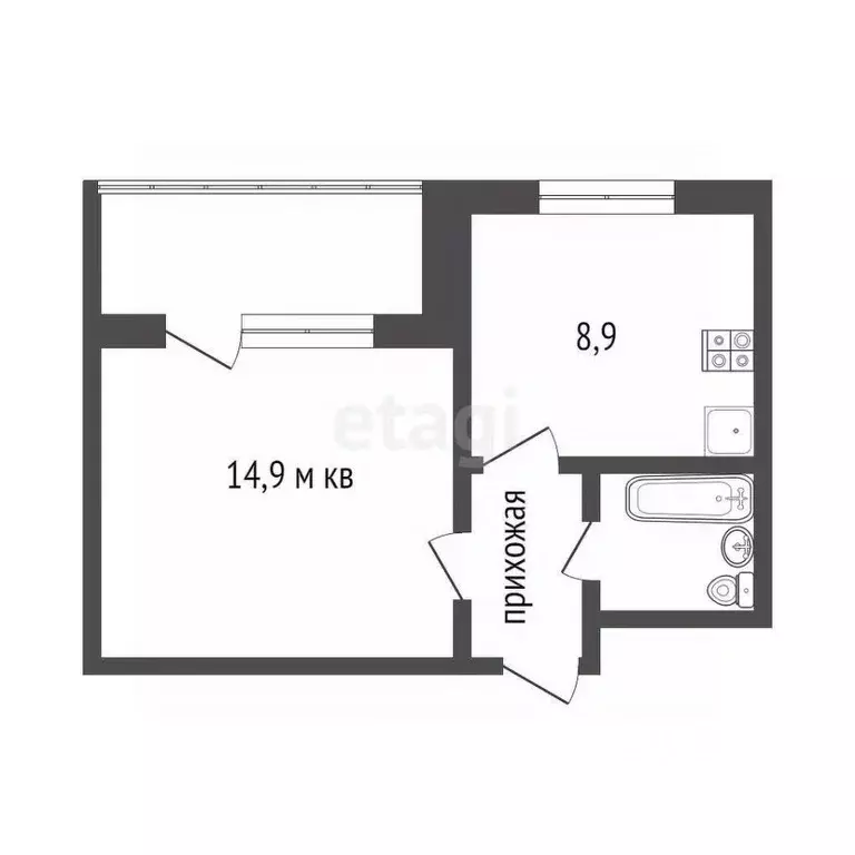 1-к кв. Белгородская область, Белгород ул. Каштановая, 6 (31.5 м) - Фото 2