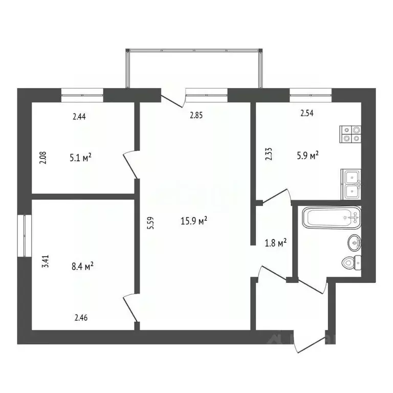 3-к кв. Архангельская область, Архангельск просп. Ломоносова, 309 ... - Фото 2