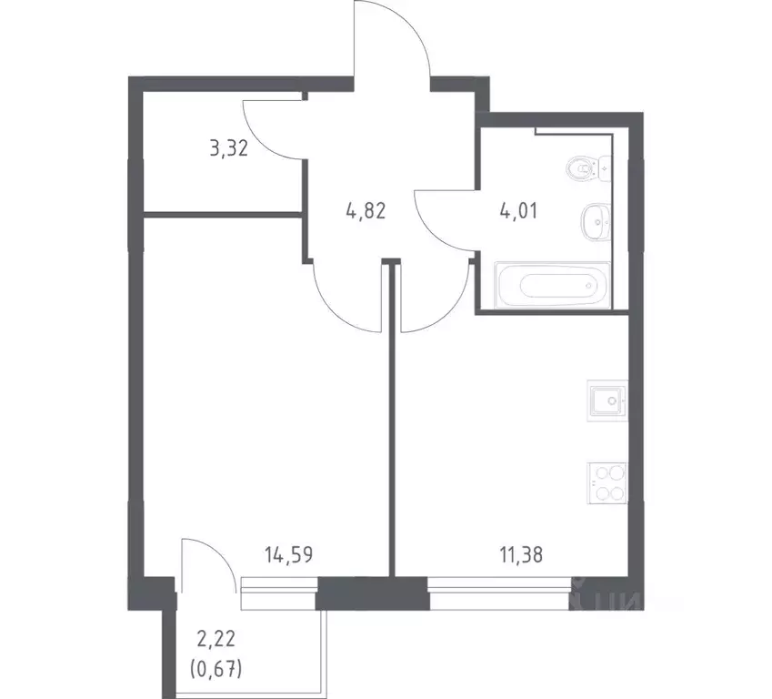 1-к кв. Приморский край, Владивосток Бам мкр,  (38.79 м) - Фото 1