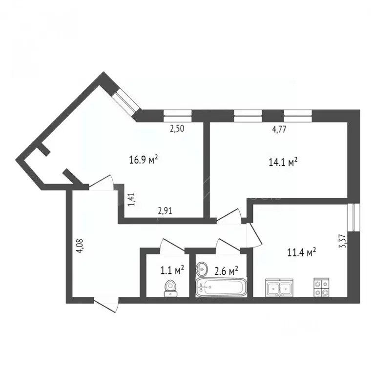 2-к кв. Тюменская область, Тюмень ул. Республики, 204к14 (60.0 м) - Фото 1